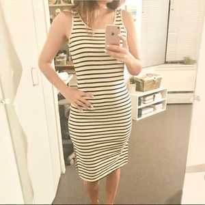 Victoria Black and White Striped Maxi Tank Dress